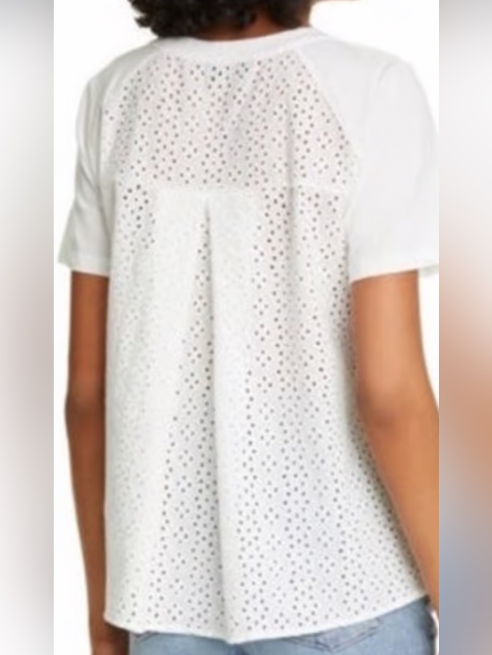Veronica Beard jeans  white  Short Sleeve Eyelet Side Panel Tee